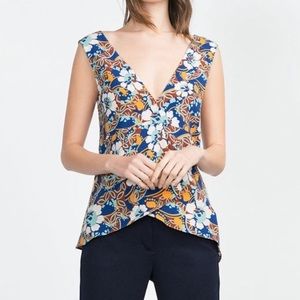 NWT! Zara Retro Peplum Wrap Top
